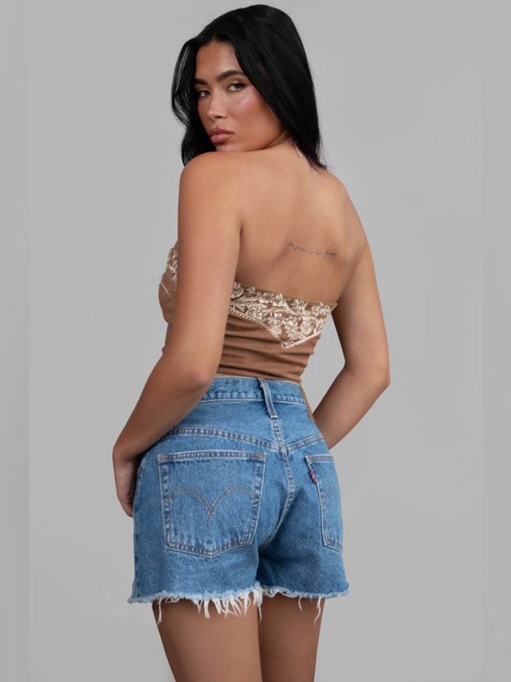 Montana Embroidered Suede Bustier Top - Picture 3 of 3